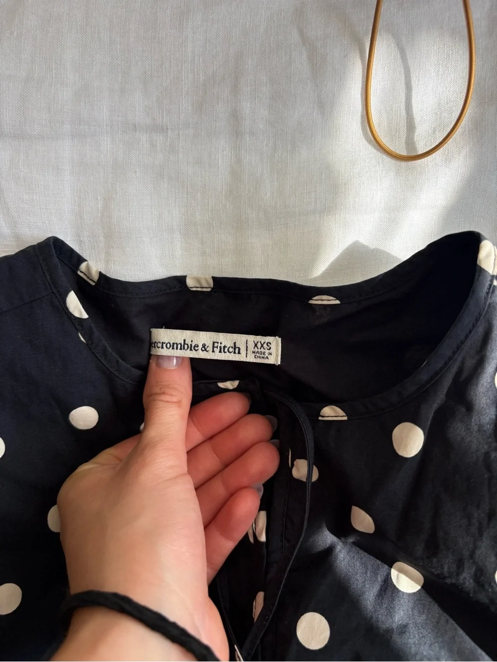 Abercrombie & Fitch Black Polka Dot Tie-Front Blouse
